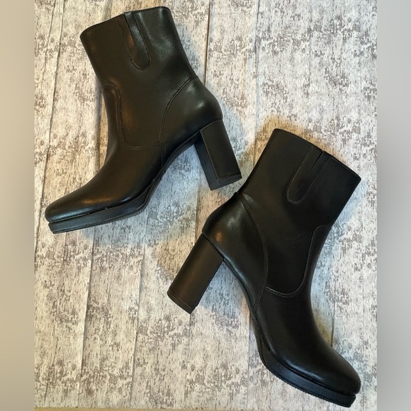 NEW w/oTags Aqua College Hadie Leather Waterproof Black Heeled Boots Women's 8 - Picture 5 of 11